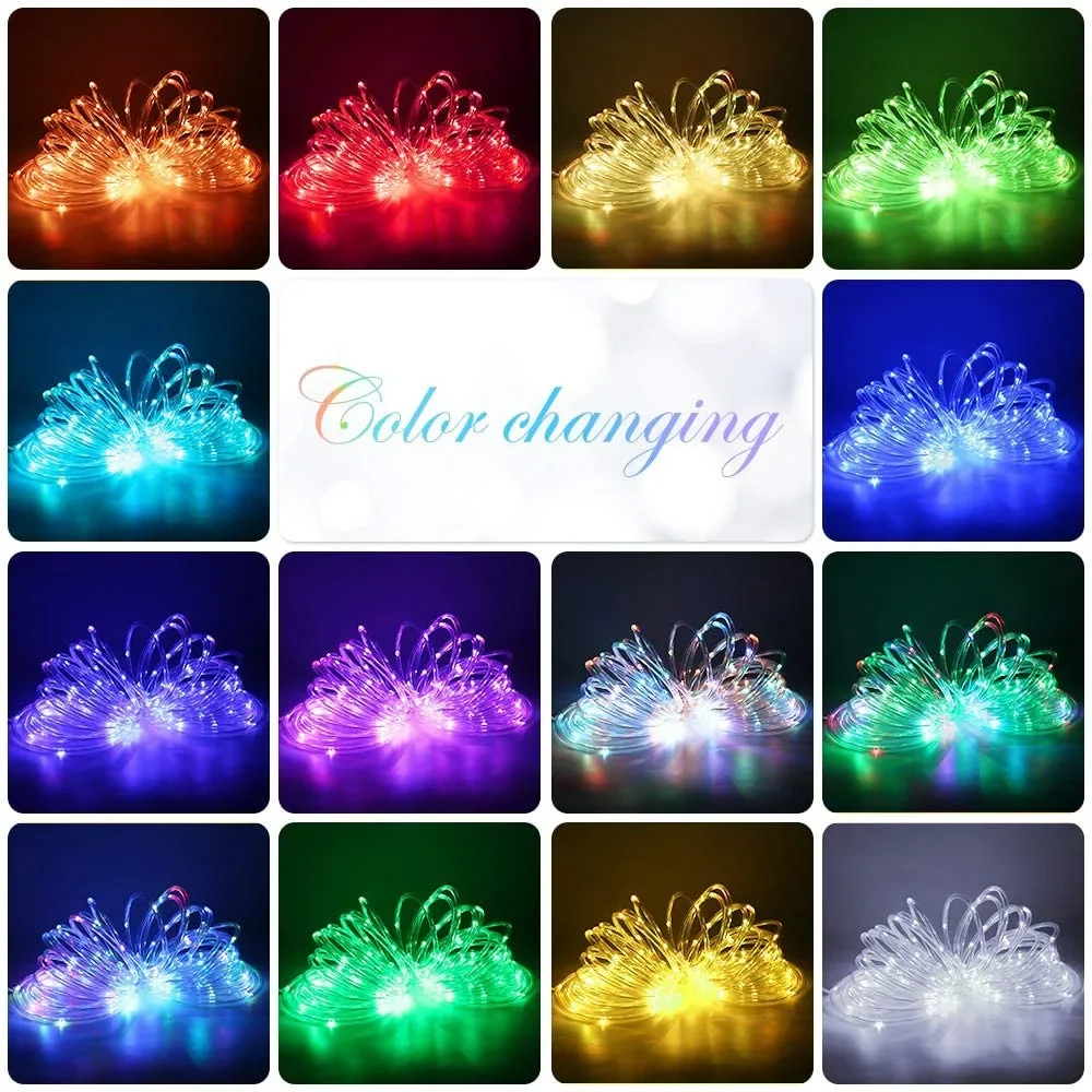 7 متر/12 متر/22 متر في الهواء الطلق الشمسية أنبوب حبل مصباح ليد حديقة شريط مقاوم للماء أضواء لعيد الميلاد الديكور الزفاف سياج الجنية مصباح #6