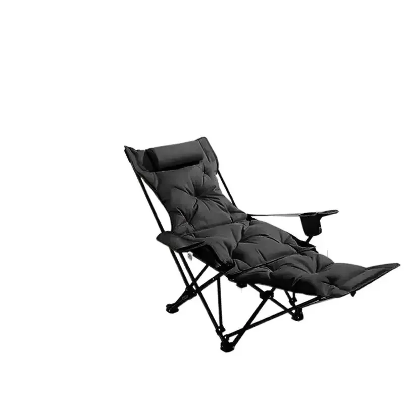 Outdoor Furniture Folding Chair Portable Office Lunch Break Quilted Padded Leg Rest Adjustable Recliner Oxford Cloth Carbon