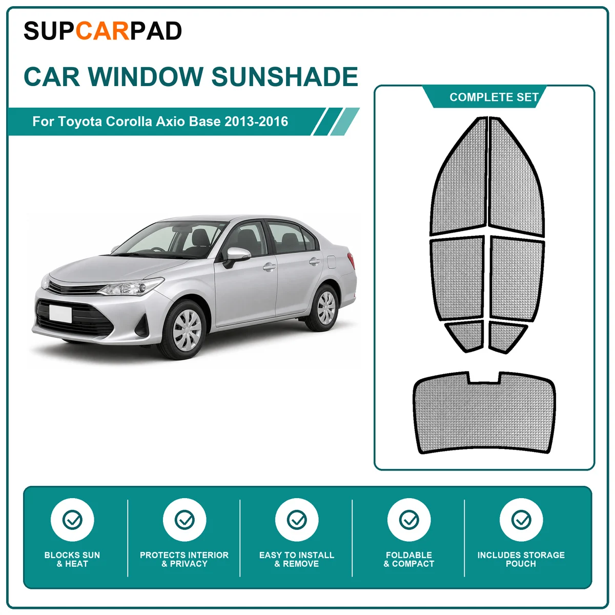 For Toyota Corolla Axio Base 2013-2016 Full Set Car Window Sunshades UV Block Privacy Heat Insulated Foldable Car Curtain