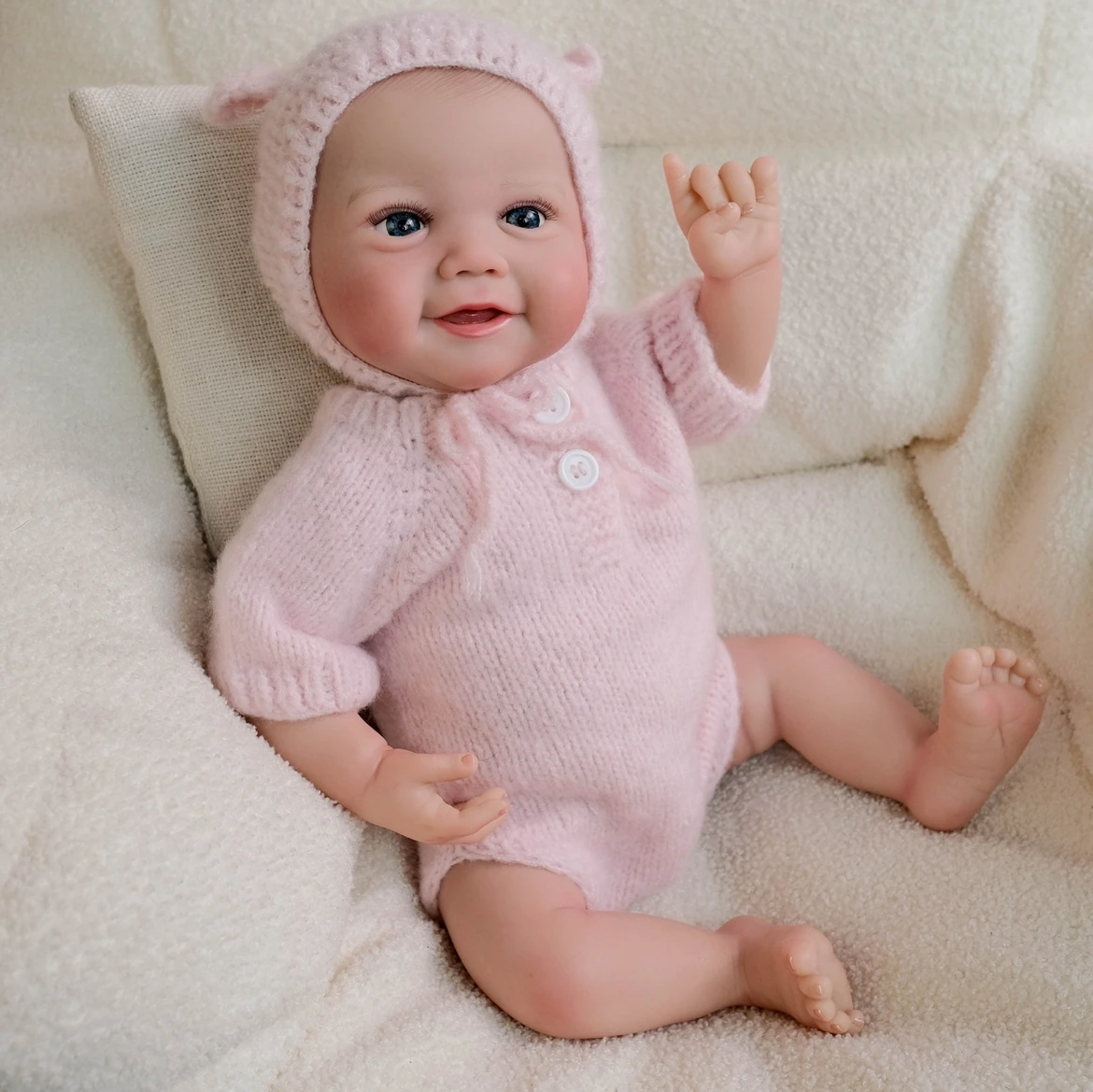 19 "ตุ๊กตาเด็กทารก Reborn สมจริงเหมือนจริง Emmy ทารกแรกเกิดสาวไวนิลผิวมือวาดเส้นเลือดและแม่เหล็ก Pacifier