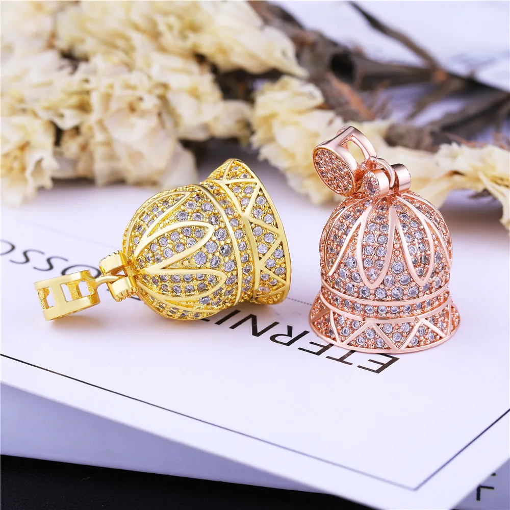 Juya Handmade Tassels Accessories Luxury Decorative Copper Crown Bead Cap Connectors For DIY Women Pearls Tassels Jewelry Making