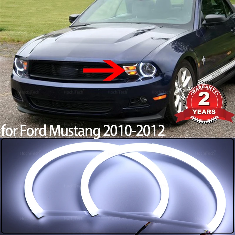 Analyste d'éclairage LED Angel Eye pour Ford Mustang, anneaux en coton blanc, 6000K, 2010, 2011, 2012, garantie 2 ans, accessoires de voiture