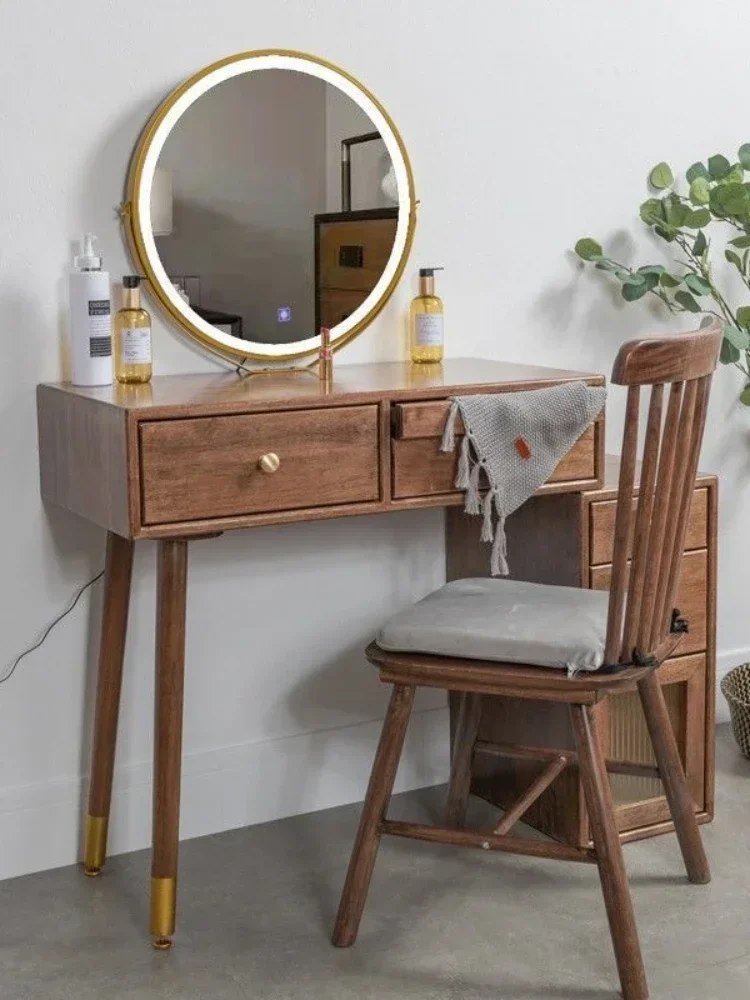 طاولة زينة صغيرة، طاولة مكياج لغرفة النوم حديثة وبسيطة مع أضواء، خزانة تخزين صغيرة مدمجة #2