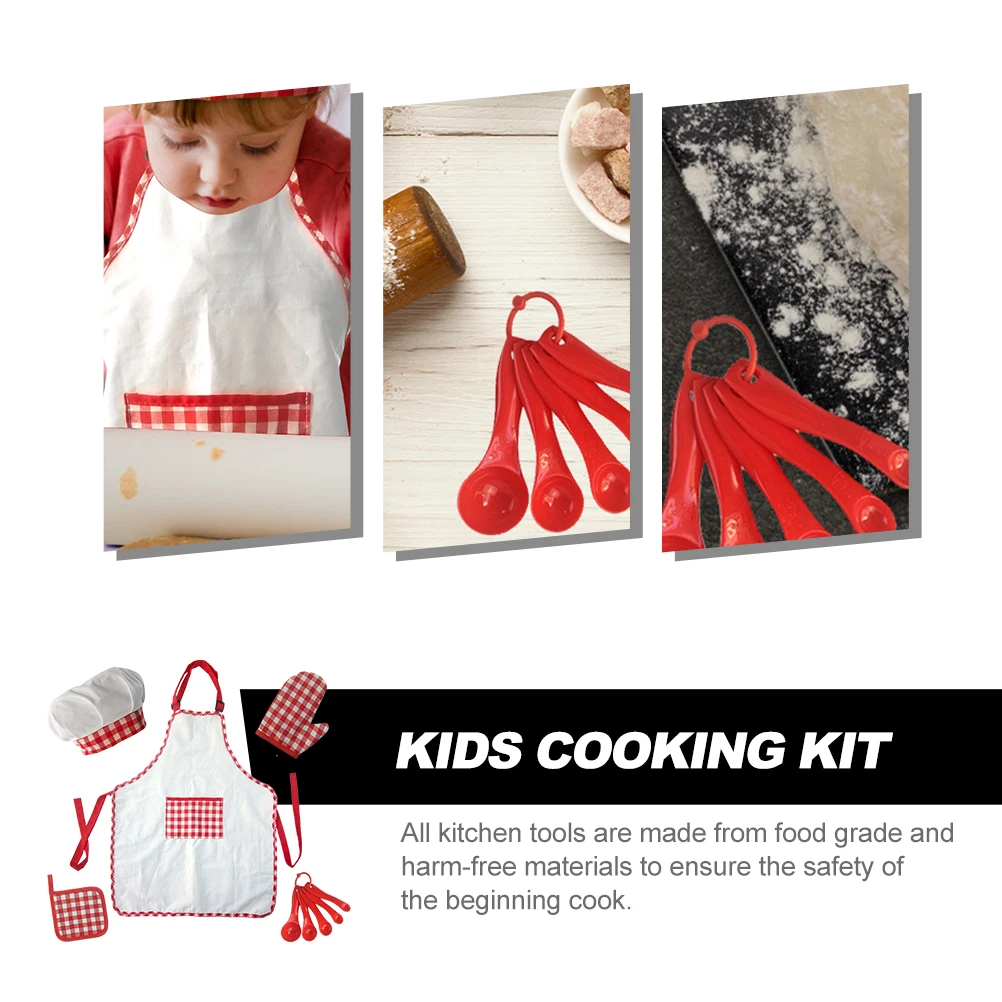 

1 set 1 Set Kids Baking Set Toddler Apron Chef Hat Cooking Tools Child Kitchen Supplies Mini Pretend Play Food Grade Safe For