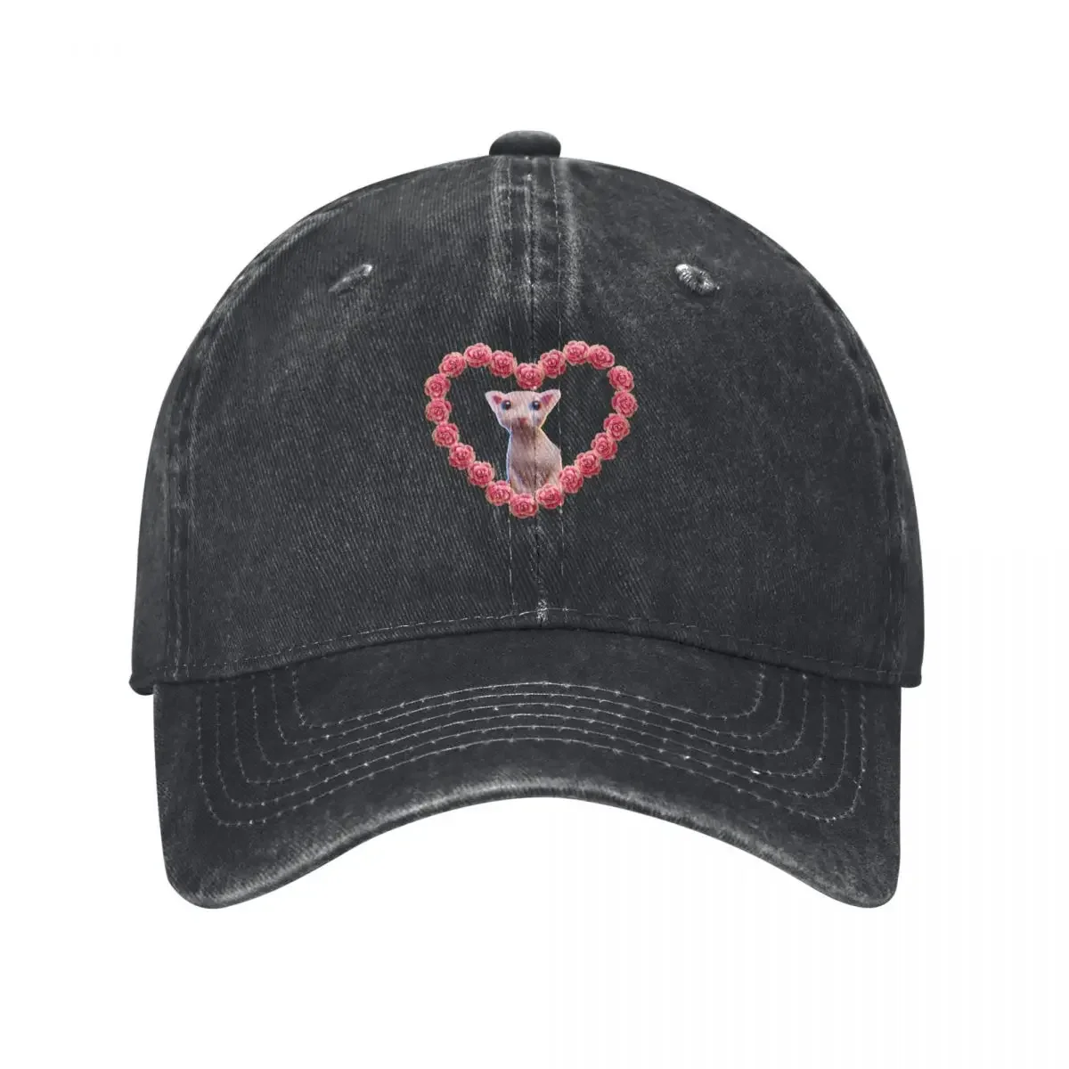 

Bingus - Sphynx Pink Heart Roses Baseball Cap beach hat Fishing cap Mens Caps Women's