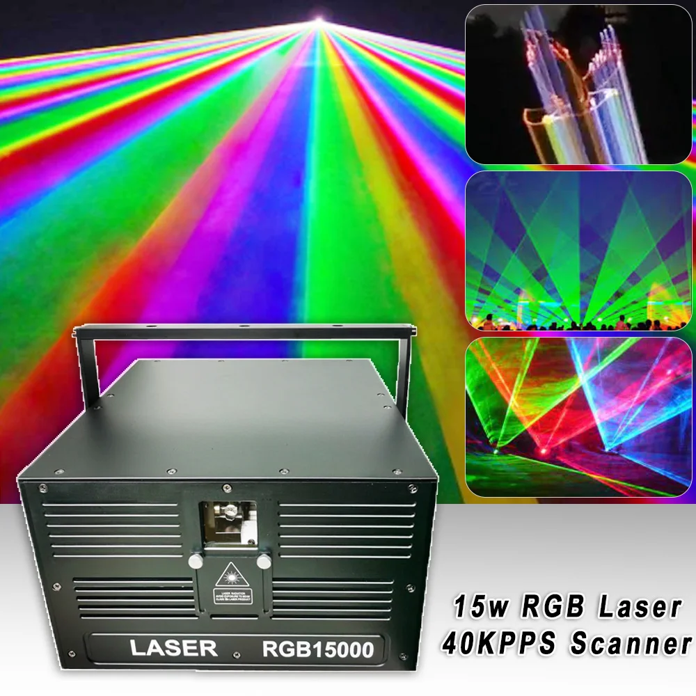 

YUER 15 Вт анимация RGB Полноцветный ILDA 40Kpps сканер лазерный луч Профессиональный проектор сценическое освещение Dj диско ILDA интерфейс