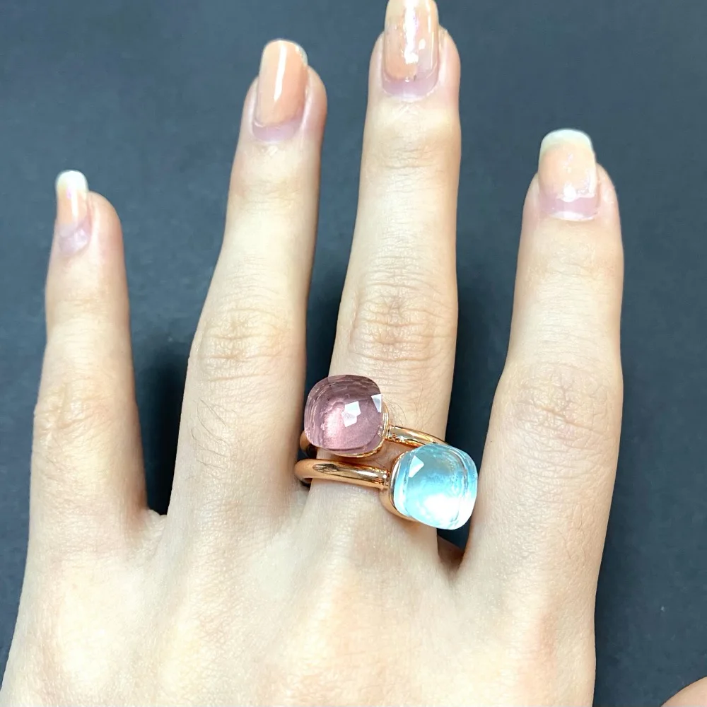 

2Pcs/Set Classic Ring Stacked Mix Color Crystal Ring 32Colors Candy Style Ring Jewelry Birthday Gift For Women