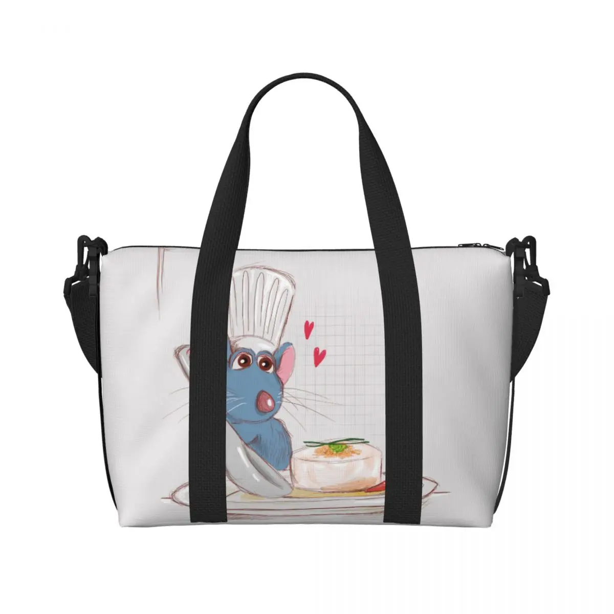 

Custom Ratatouille Wallpaper Beach Tote Bag for Women Extra Large Gym Carry On Travel Shopping Bags