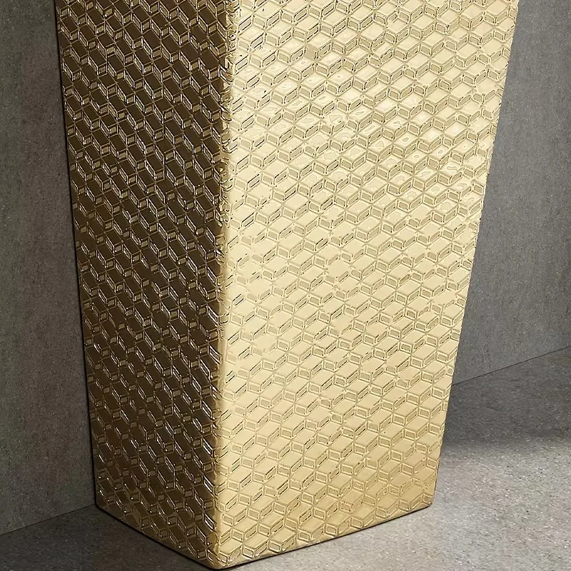 Modern rhombus grid gold black pattern base household light luxury washbasin