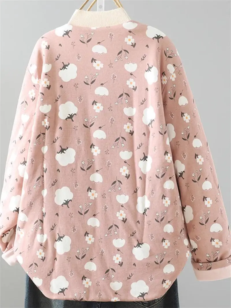 Women's Winter Quilted Jacket Lightweight Printed Slim-Fit Cotton-Lined Lounge Coat Indoor Outerwear Short Puffer G454