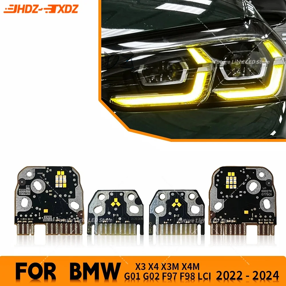

Yellow Blue Red DRL LED Boards For BMW X3 X3M G01 X4 X4M G02 F97 F98 LCI 2021-2024 Headlight Daytime Running Light Angel Eyes