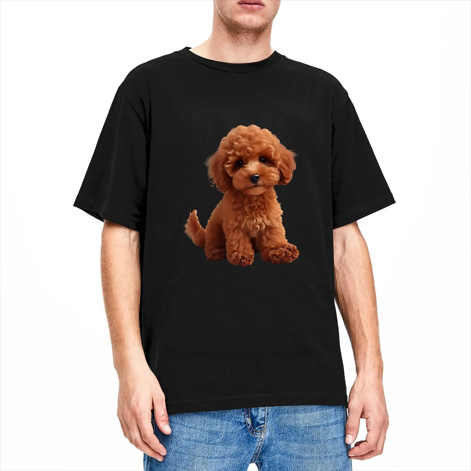 Men's Poodle Toy Love Red Brown Cream Orange T Shirt  Pure Cotton Clothing Vintage Short Sleeve O Neck Tee Shirt 4XL 5XL T-Shirt
