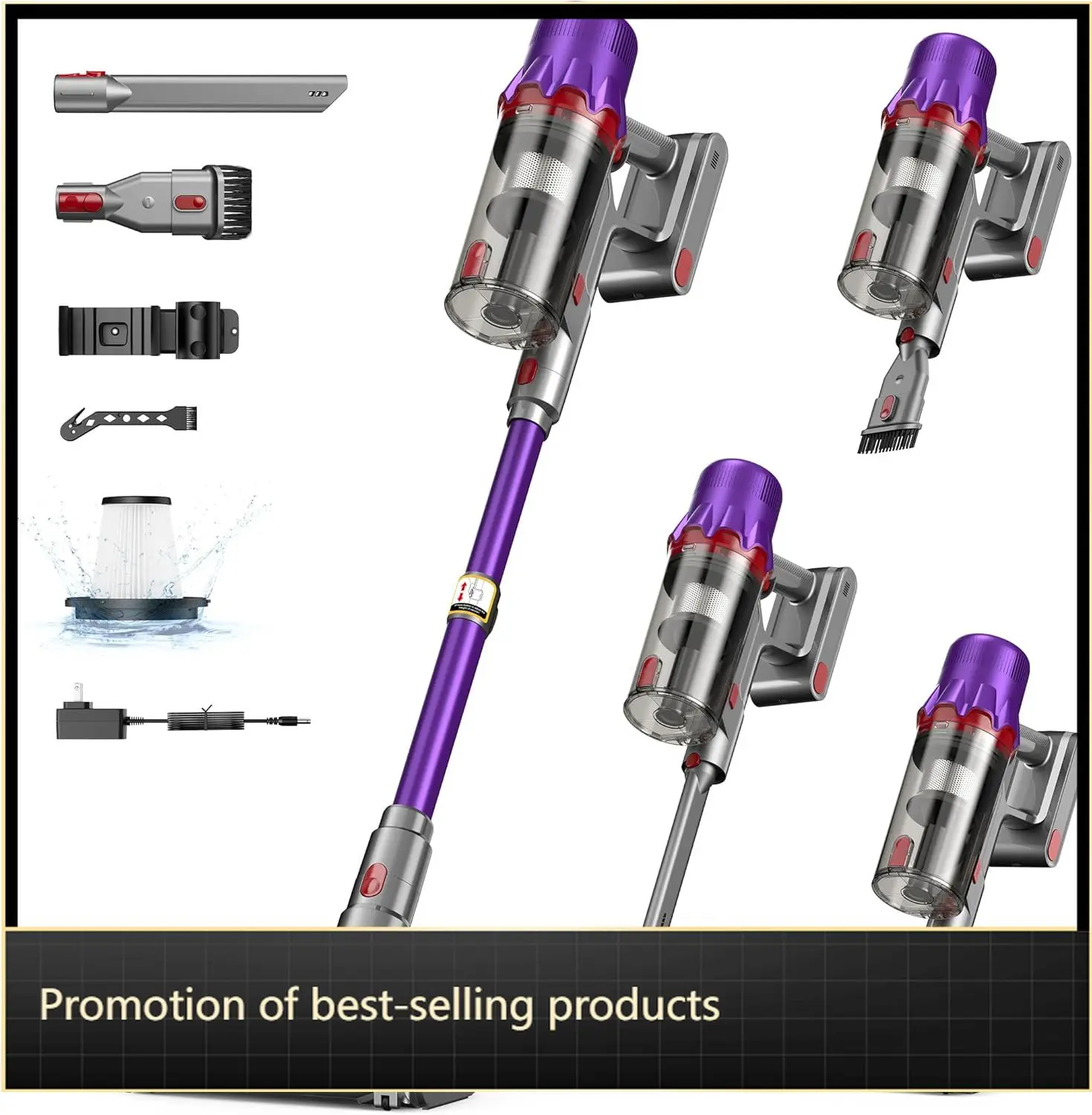 

Cordless Home Vacuum Cleaner Stick Vacuum HEPA Filter Runtime LED Light Anti Tangle Brush Detachable Battery Lightweight Vacuum