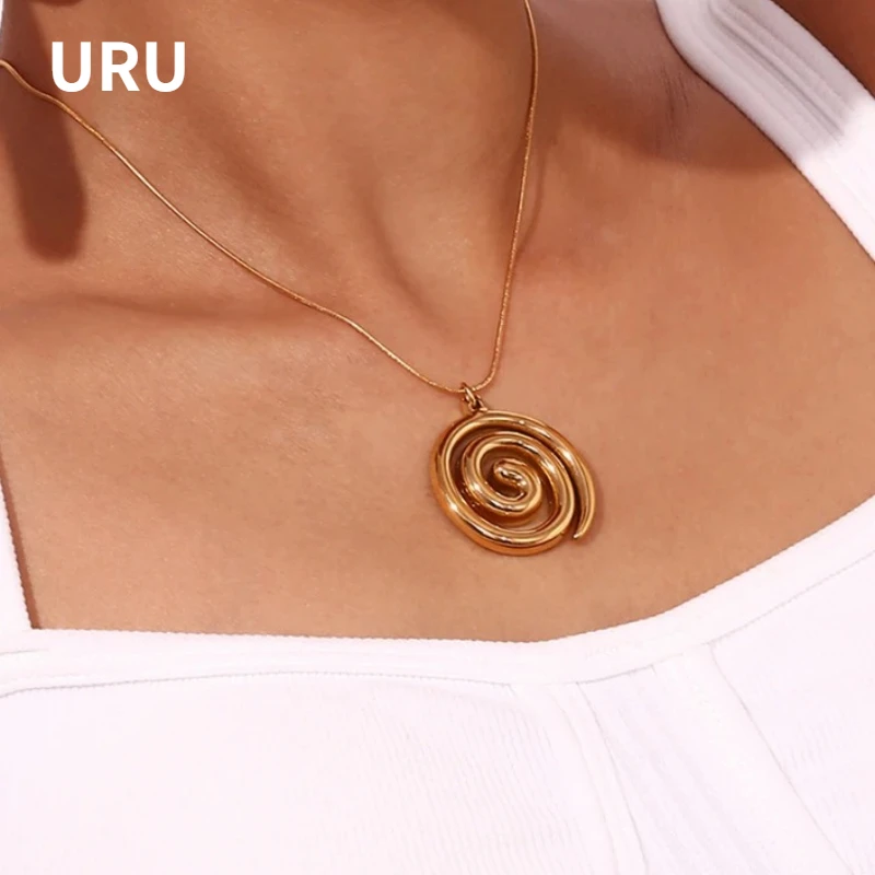 

Fashion Jewelry One Layer Snake Chain Metal Spiral Pendant Necklace For Women 2025 Trend New Simply Design Accessories