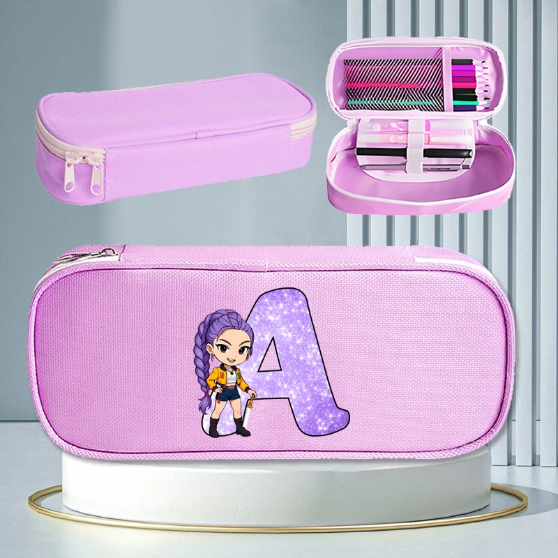 

Пенал Move K-Pop «Охотники на демонов» с буквенным принтом A-Z, милый мультяшный студенческий подарок «Снова в школу», канцелярский пенал для хранения