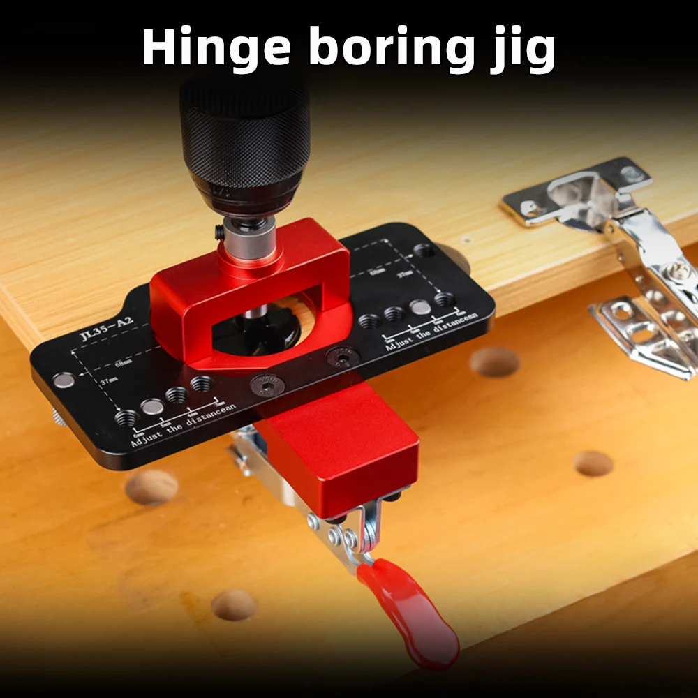 

35mm Hinge Boring Jig JL35-A2 Hole Opener Locator Cabinet Hinge Drilling Jig Guide Woodworking Jig Kit Doweling Puncher Tool