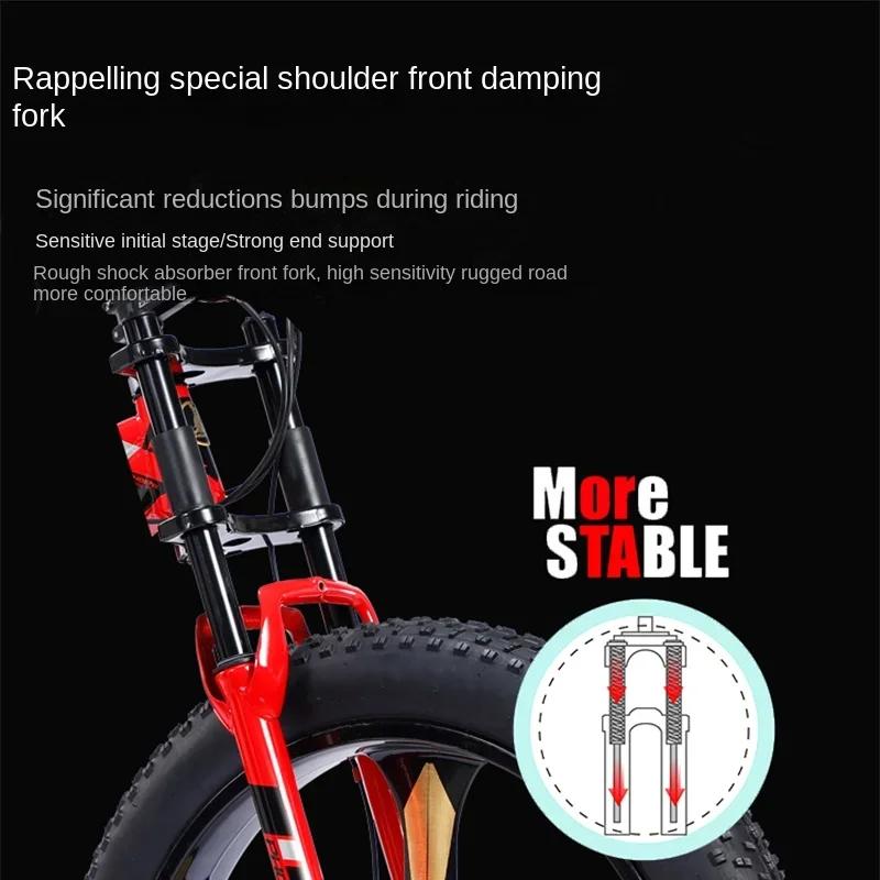 XK Bicycle Adult off-Road Vehicle Beach Snowmobile 4.0 Large Tire Men and Women Geared Bicycle