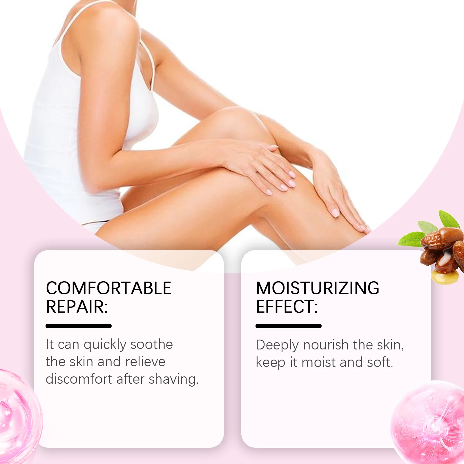 زيت الفراولة والفانيليا بعد الحلاقة للنساء للبشرة الناعمة الناعمة، زيت الحلاقة بعد الحلاقة يمنع الشعر والجفاف الغامض