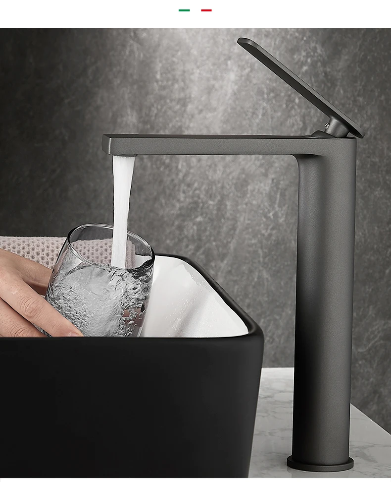Bathroom White/Gray Bronze Solid Brass Luxury Basin Sink Tall Faucet Single Handle Water Mixer Bath Tap High And Short Style