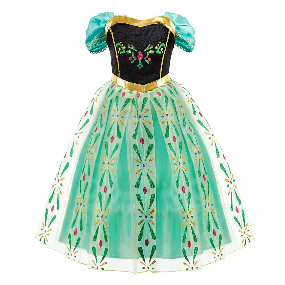 Robe de Princesse Elsa Anna Raiponce pour Petite Fille, Tenue de brevReine des Neiges, pour Noël, Halloween, Cosplay