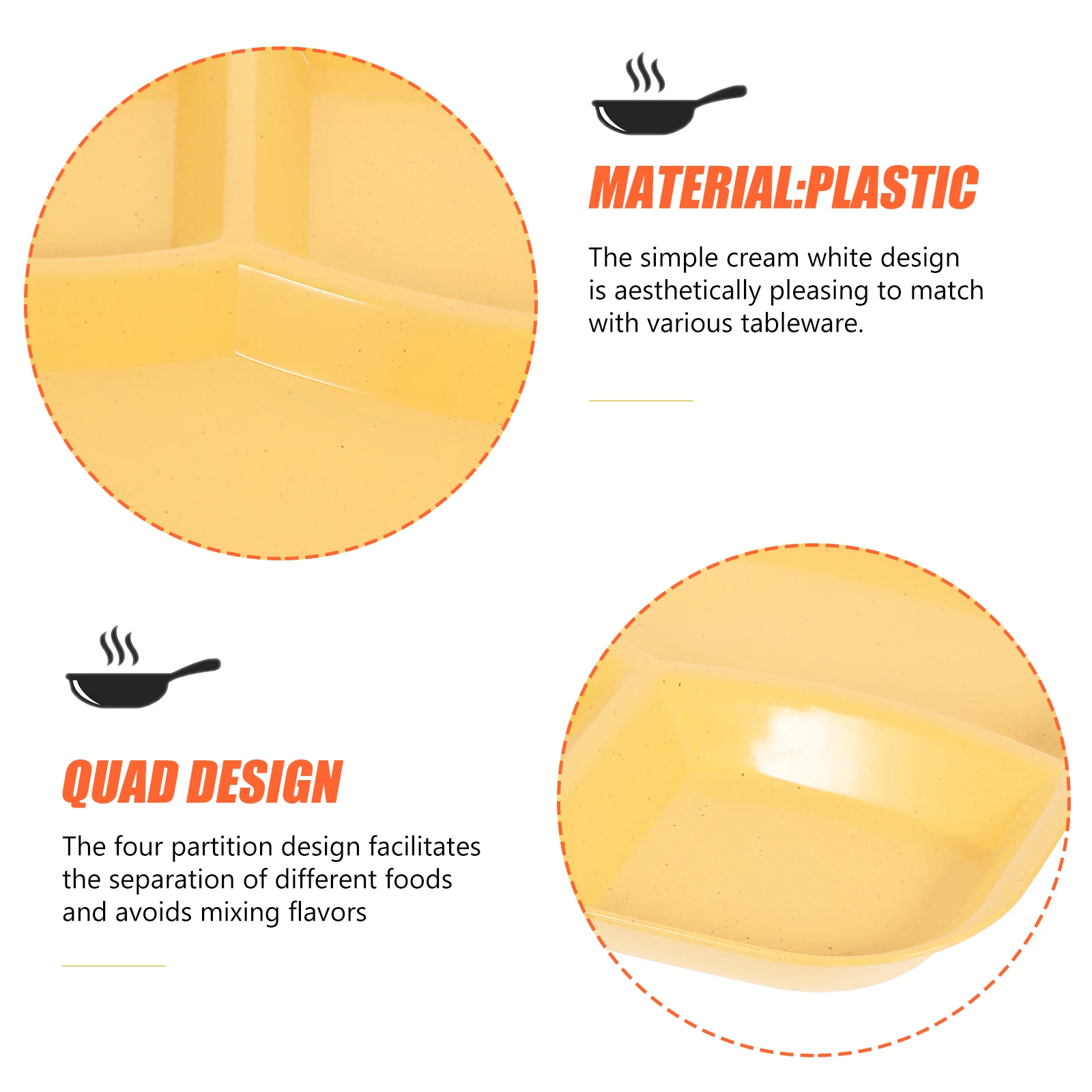 

1pc Divided Plate 3-Section Food Serving Tray Reusable Dinner Plates For Salad Dessert Kitchen Tableware Compartment Dish