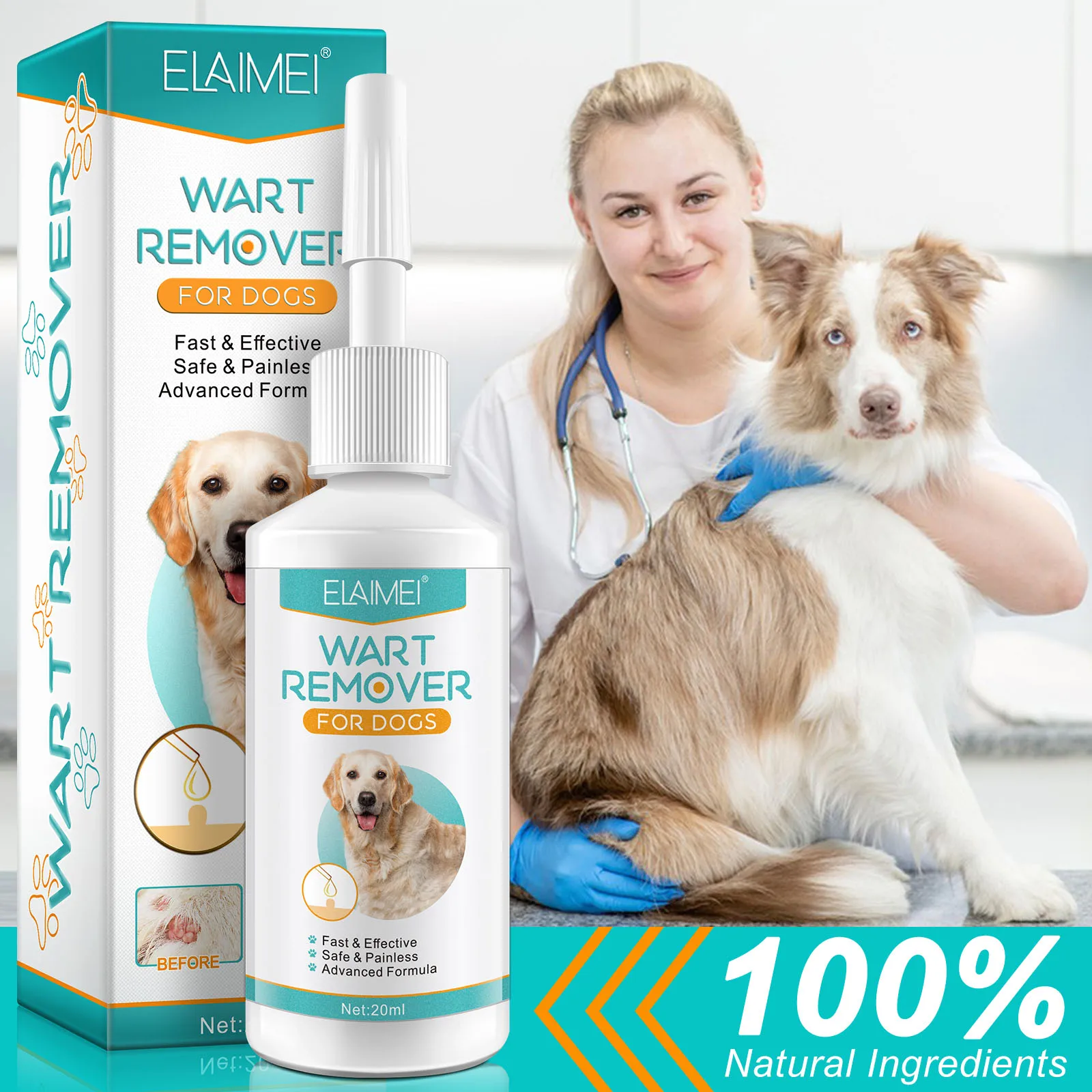 Dog Skin Wart Tag Remover 100% Natural Safe Painless Dogs Warts Removal Treatment Skin Advanced Formula 2 Bottles Irritant-Free