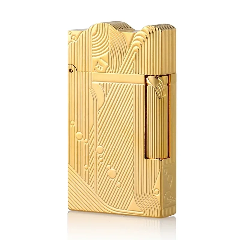 Golden Sleeping Mermaid Pattern Retro Kerosene Lighter Cigarette Lighter Classic Sound Metal Lighter Men\'s Father Gift With box