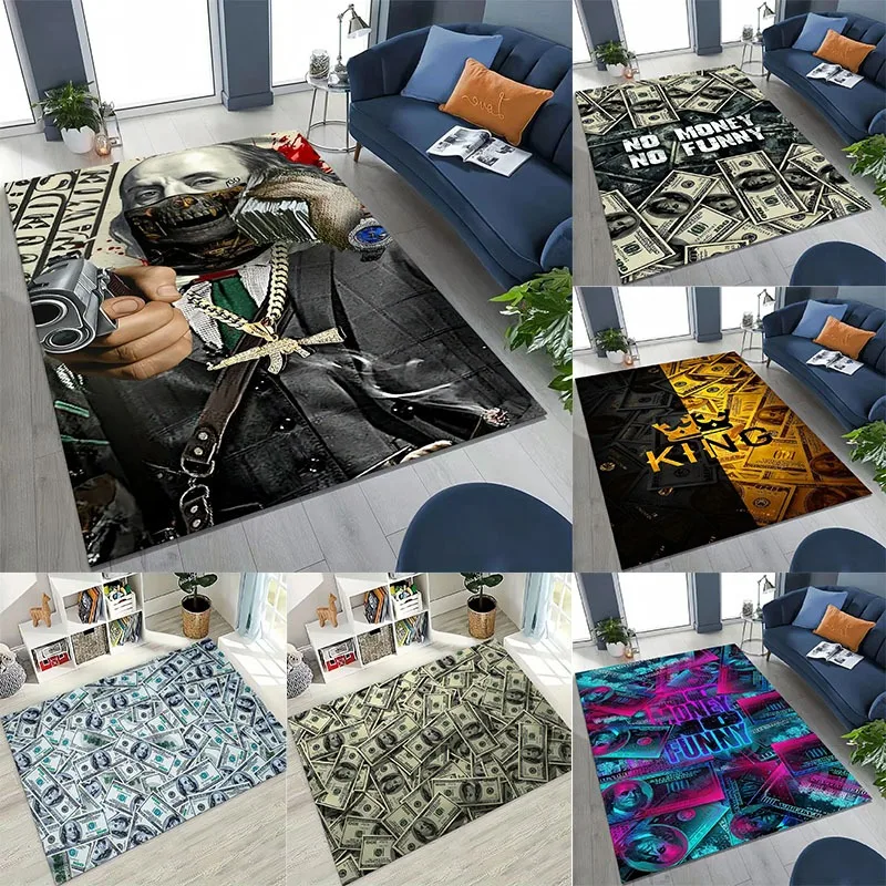 3D Vortex Illusion Money USD Euro Pattern Rug for Bedroom Living Room Sofa Home Doormat Decor Large Kid Play Non-slip Floor Mat
