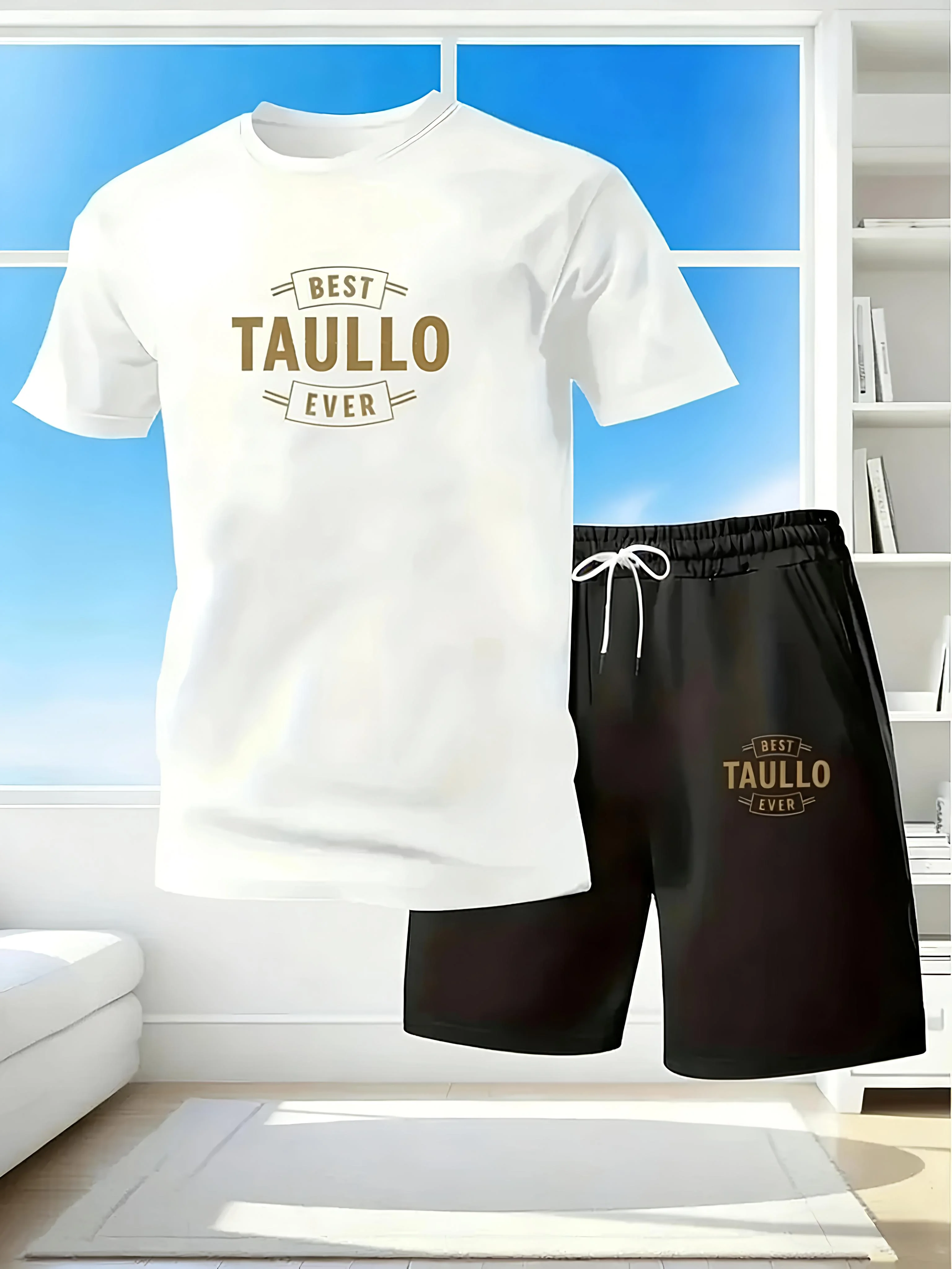 

Summer men's sports short sleeved set, thin short sleeved T-shirt+shorts two-piece set, sports set two-piece set.