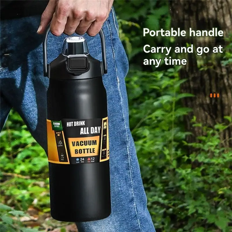 A84X-Portable Handle Cup 304 Stainless Steel Double-Layer Insulation Bounce Lid Space Kettle Mountain Climbing