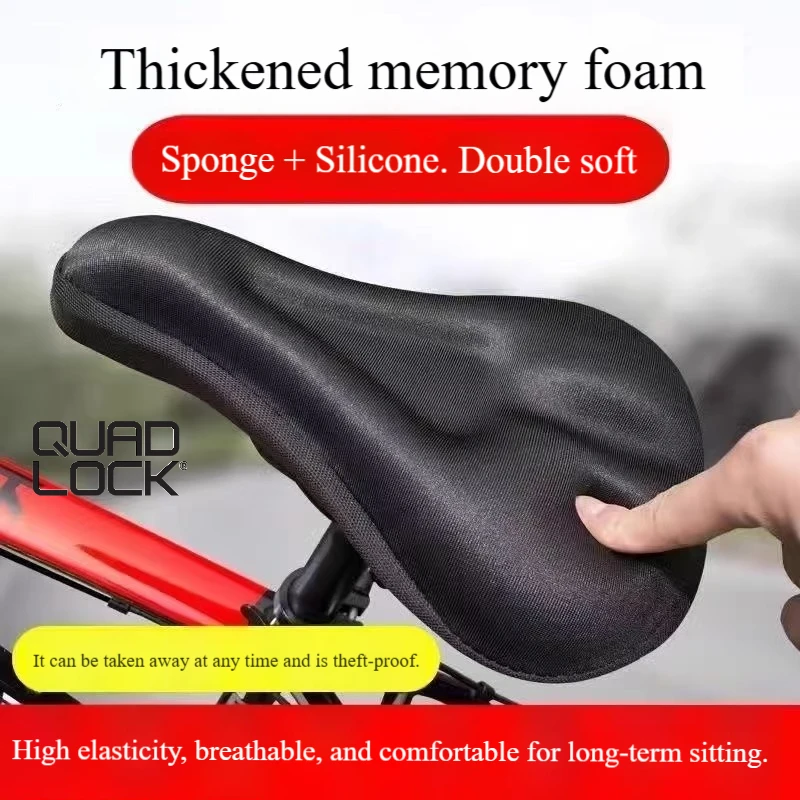 

QUAD LOCK 3D Soft Thickened Bicycle Seat Breathable Bicycle Saddle Seat Cover Comfortable Foam Seat Mountain Bike