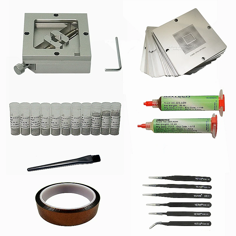 

90*90mm Rework Fixtures with 23pcs Reballing Bga Stencil Kits BGA Accessories and Consumables for Game Console