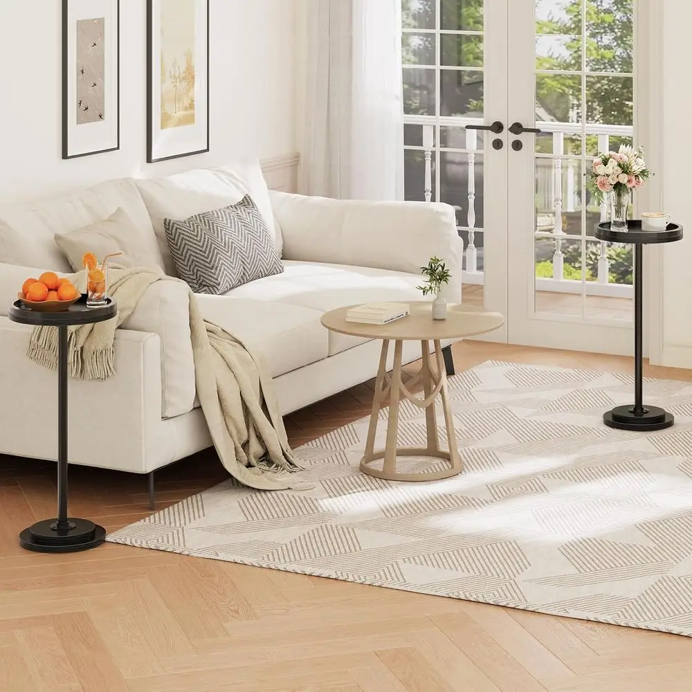 ラウンドコーヒーマティーニテーブル 2個セット 小スペース、リビングルーム、寝室、ソファエリア用