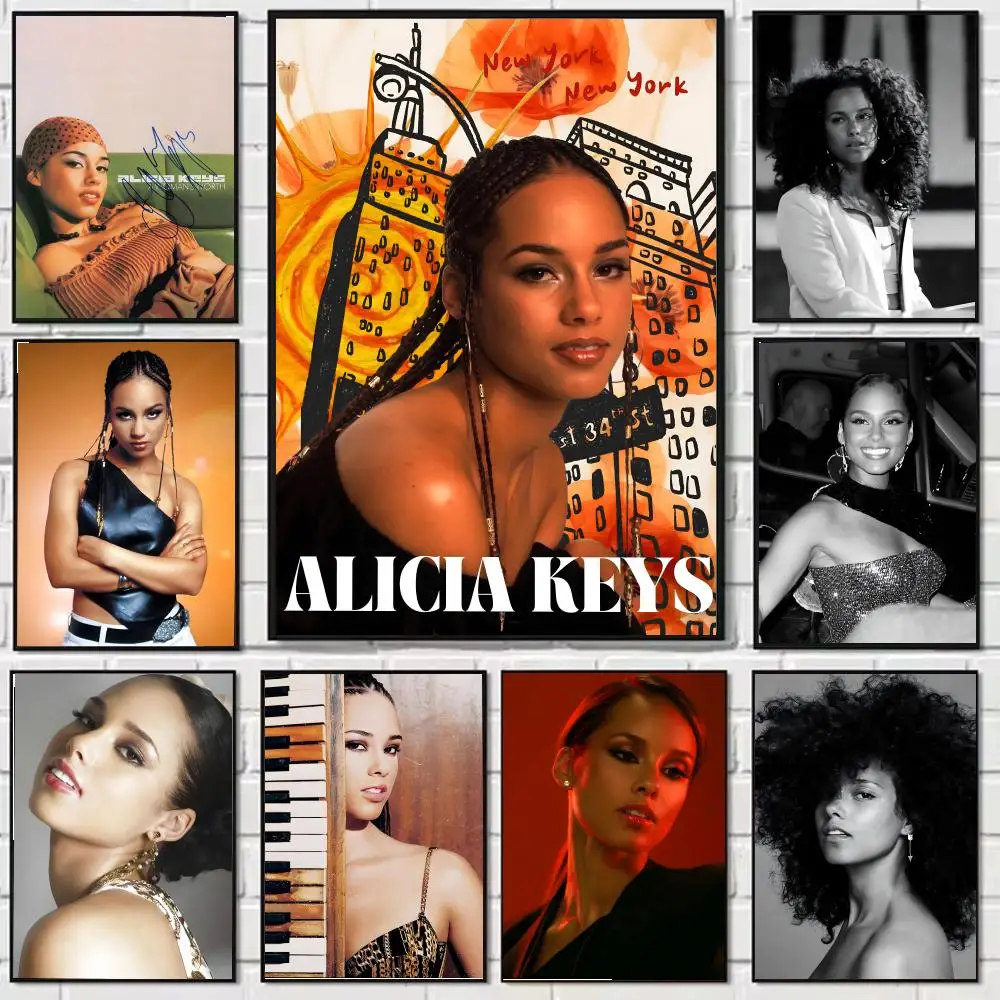 Singer A-Alicia Keys Painting Calligraphy Canvas HD Poster Wall Art interior Hallway Home Decoration Holiday Gifts