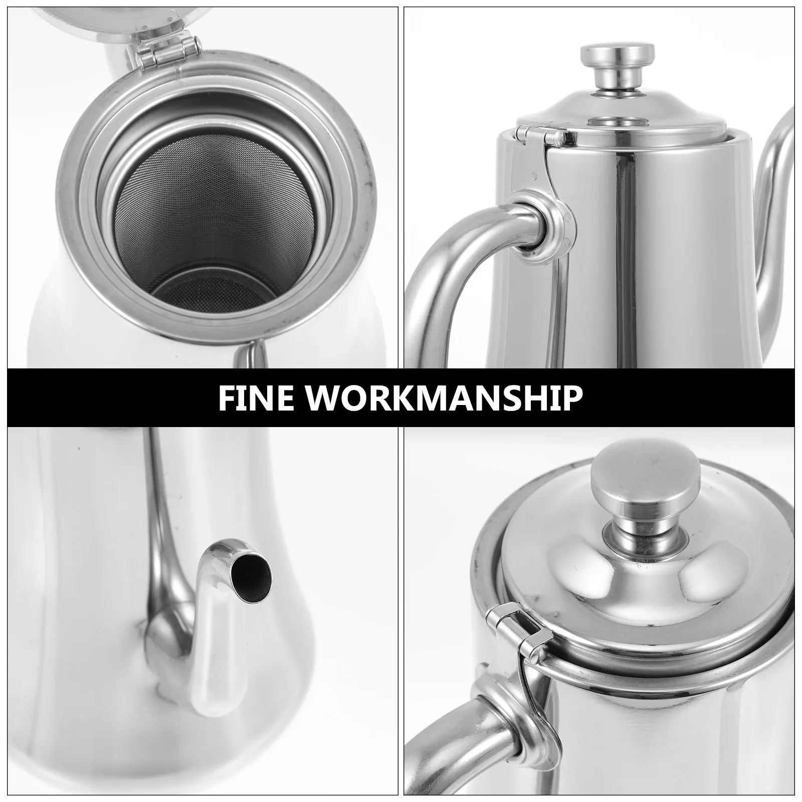 

Premium Heat-Resistant Filter Kettle Stainless Steel Gooseneck Tea Pot Kitchen Water Kettle Simple Home Kitchen Supply