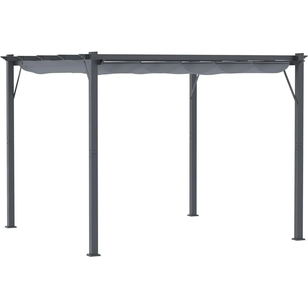 

10' x 10' Aluminum Patio Pergola with Retractable Pergola Canopy, Backyard Shade Shelter for Porch, Outdoor Party