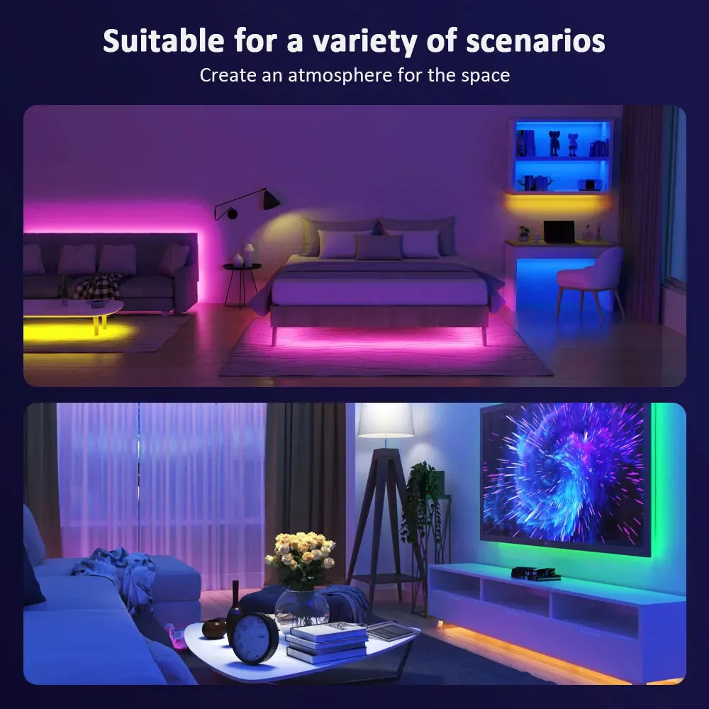 LED Strip Light With RGB 5V 24 Key Remote Control 16 Million Colors Suitable For TV Background Atmosphere Decoration Lights