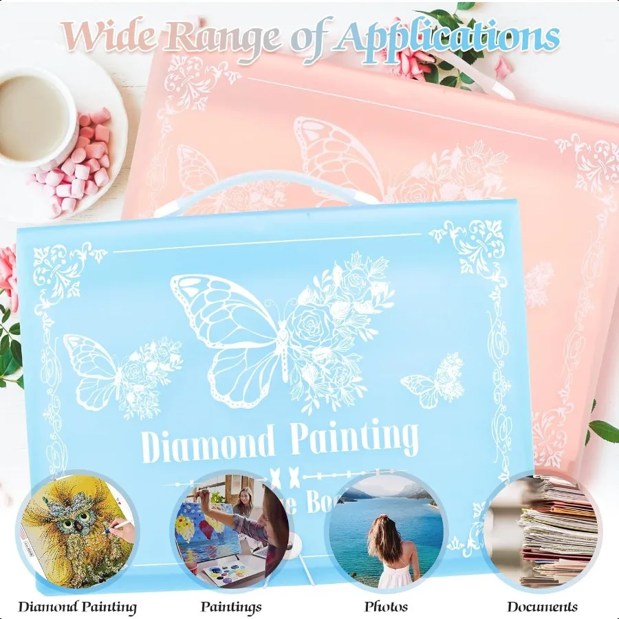 2 Pack A3 Diamond Painting Storage Book Handheld 60 Pages Diamond Art Portfolio Large Diamond Art Storage Folder Suitable for 1