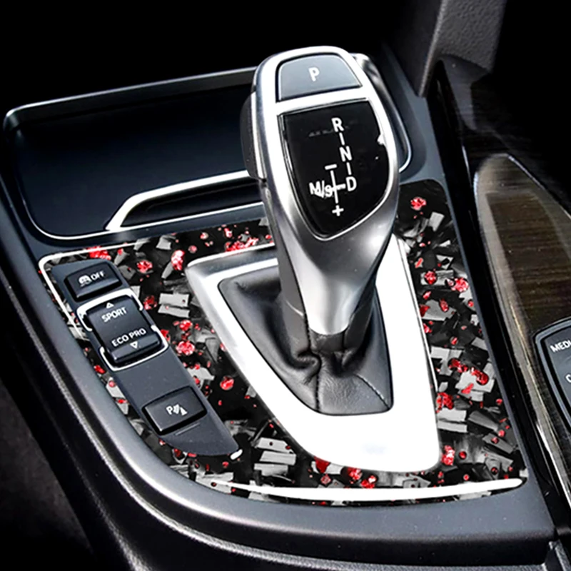 

Carbon Fiber gold foil forging Interior Gearshift Panel Cover Sticker for BMW 3 4 Series F30 F34 320d 320i 328i 335i F36 428i