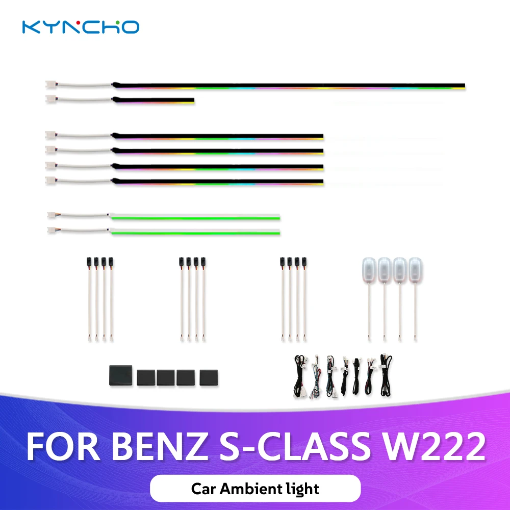 KYNCHO for Benz S Class W222 LED Car Ambient Light RGB Bluetooth App Control Symphony 64 Colors Auto Interior Lighting