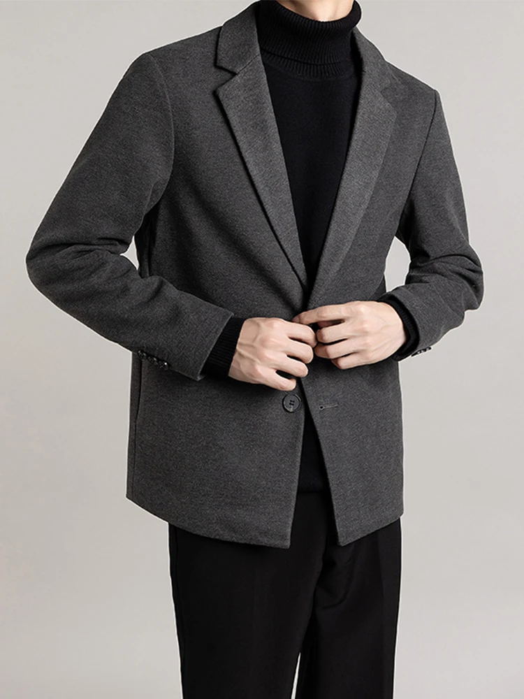 

Men's Woolen Suit Jaet Casual Autumn Winter New Sle Haome Light Maturi Faion Thiened Winter Coat for Men