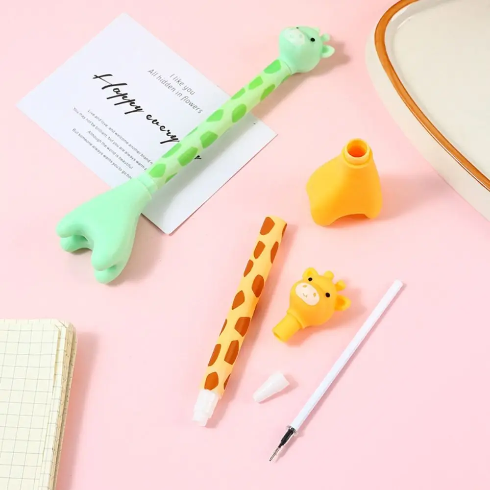 편지지 Kawaii 서 기린 펜 재미 있은 예쁜 미적 기린 젤 펜 크리 에이 티브 0.38mm 귀여운 쓰기 펜 책상 장식