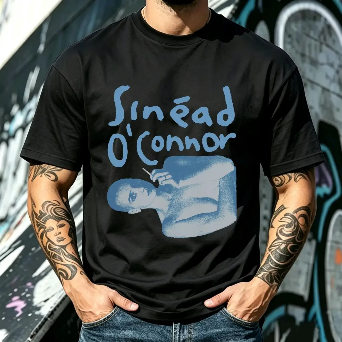 washed T Shirt VTG Sinead O Connor smoking WHITE Short sleeve All sizes S 5Xl 1F1121 vintage Washed Soft Top For Everyday Wear