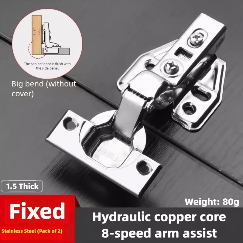 2Pcs Cold Rolled Steel Hydraulic Cabinet Door Hinges Soft Close Damper Buffer - Furniture Hardware for All Cupboards