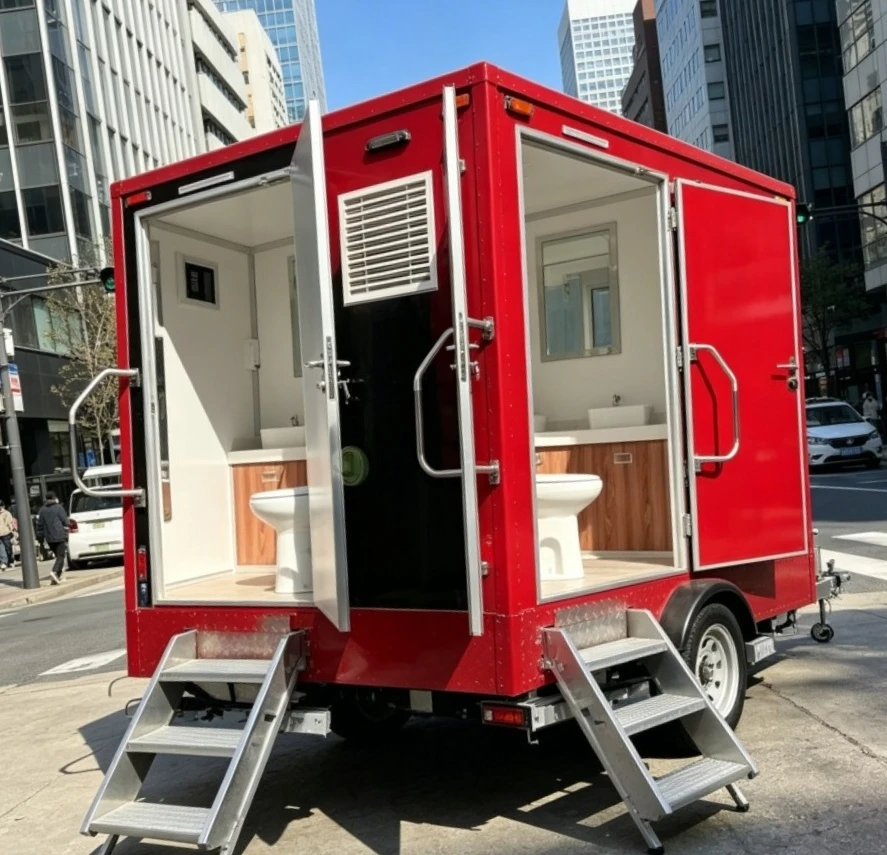 Portable Trailer Toilet with Integrated Waste Tank for RV Camping Campers & Construction Sites-Easy Installation & Cleaning