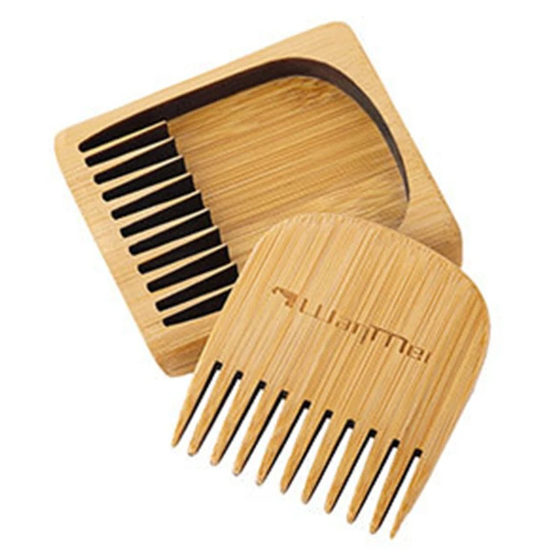 652f bolso caixa bambu pente cuidados com a barba para homens menino dente cabelo desembaraçador pente