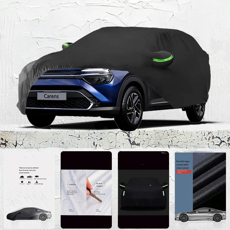 For Kia Carens Anti-UV Sun Shade Rain Snow Resistant Dustproof Car umbrella Black cover Full Car Cover Outdoor Protection