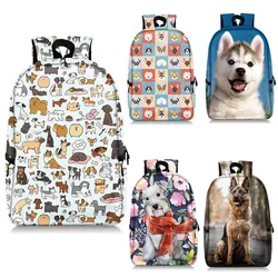 Cute Boston Terrier Bulldog Dachshund German Shepherd Dog Backpack Women Rucksack Children School Bags Teenager Laptop Backpack