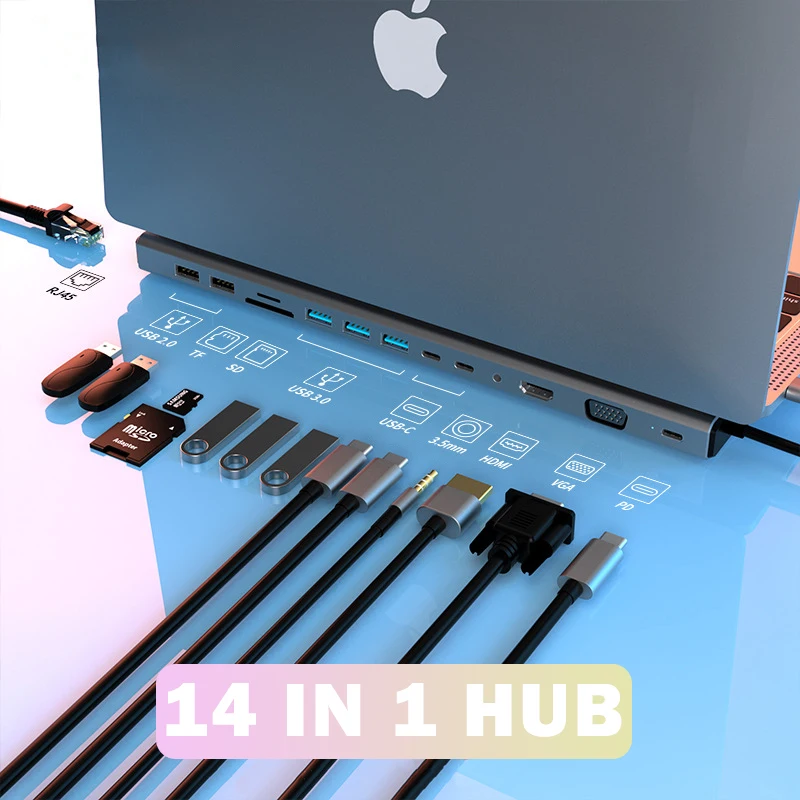 

Док-станция с USB Type-C на HDMI, USB 3,0 разветвитель, адаптер для Macbook Pro Air, аксессуары для ноутбуков и ПК