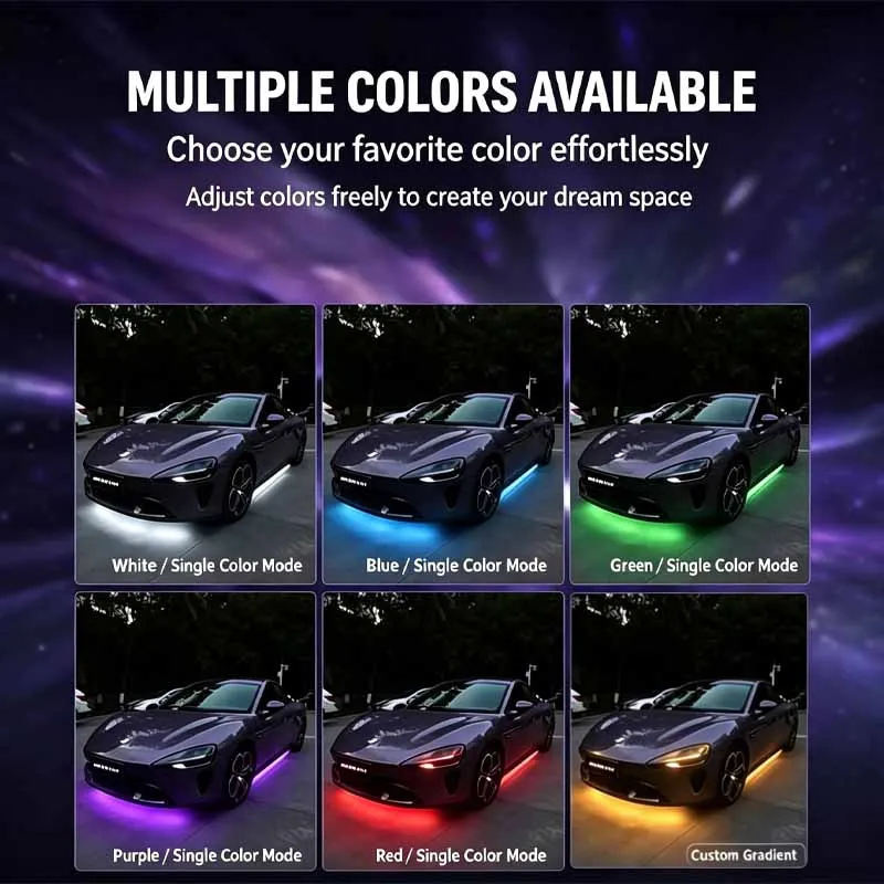 For Xiaomi SU7 YU7 SkyNomad Car Underglow Light Kit RGB Dream-Color Waterproof High-Brightness Under-Chassis Ambient Light Parts